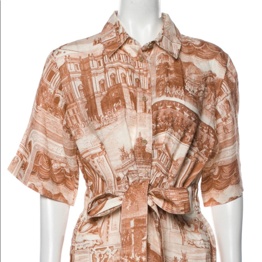 Acne Studio Linen Print Buttoned Shirt Dress M - Picture 8 of 16